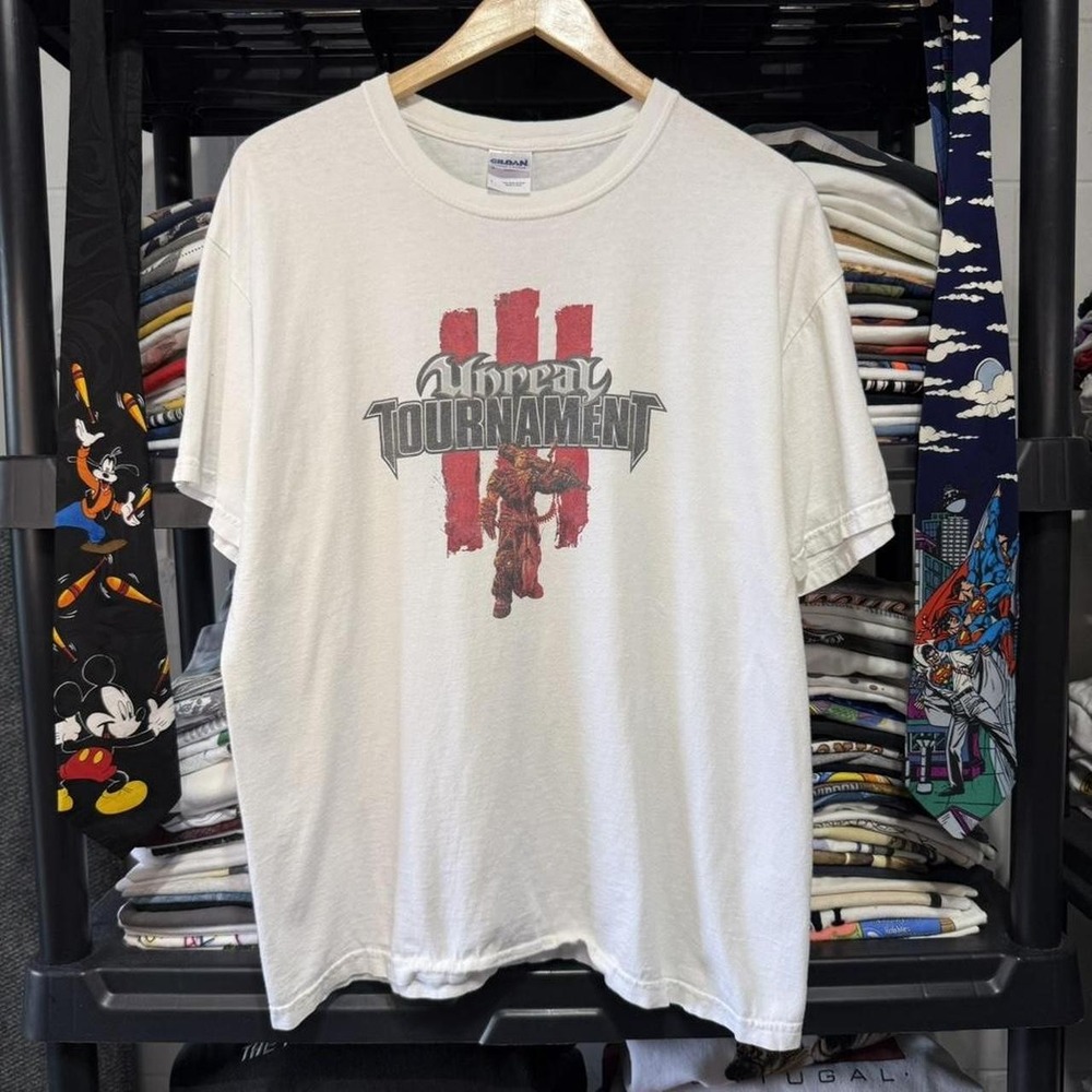 Vintage Y2K Unreal Tournament T-Shirt White L Crew Neck Gaming Tee